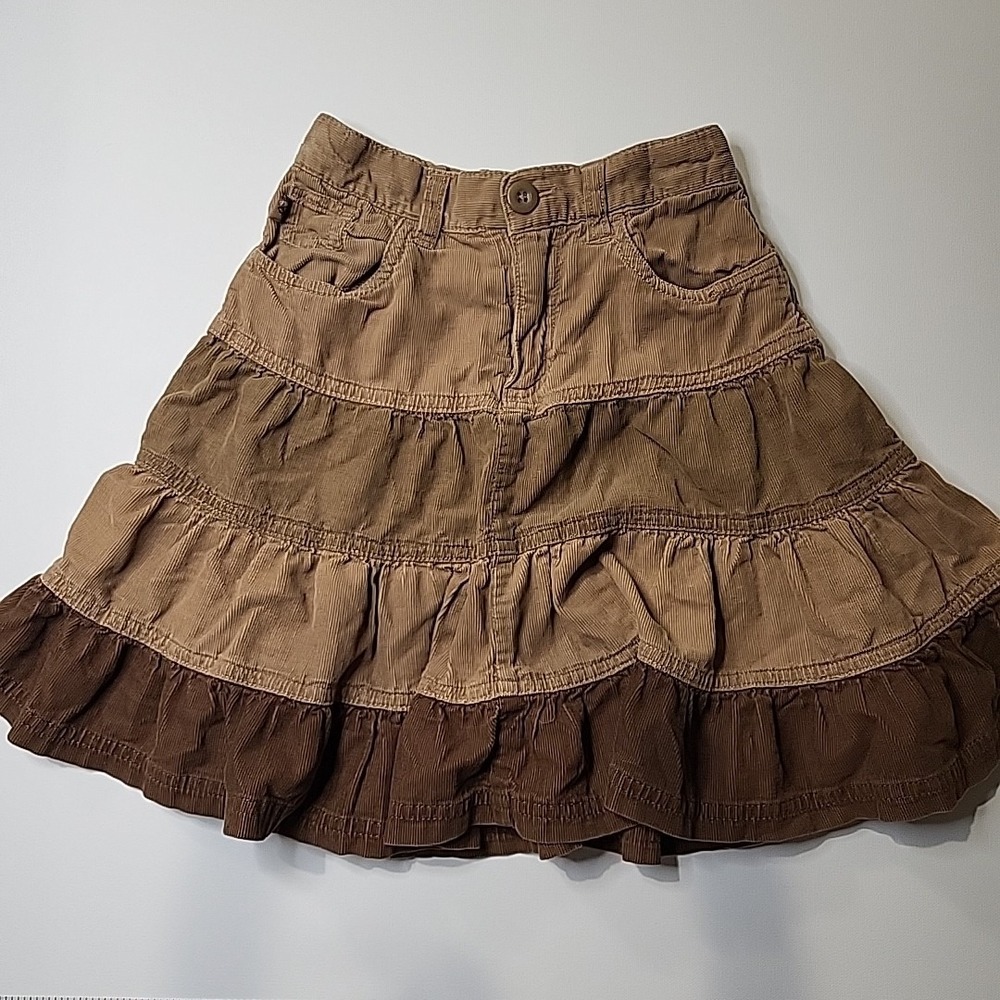 THE CHILDRENS PLACE  Girls Boho Corduroy Ruffled Skirt Size 6  Layered Twirl